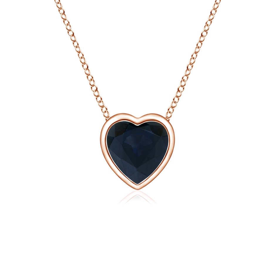 4mm A Bezel-Set Solitaire Heart Blue Sapphire Pendant in Rose Gold 