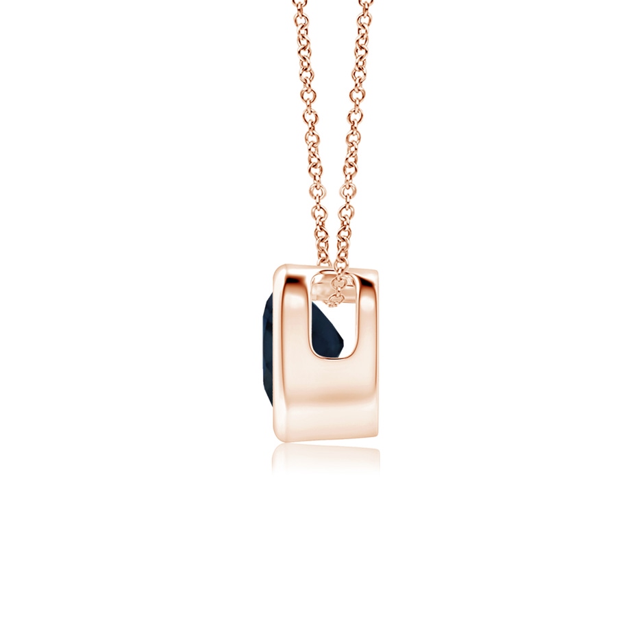 4mm A Bezel-Set Solitaire Heart Blue Sapphire Pendant in Rose Gold side-1