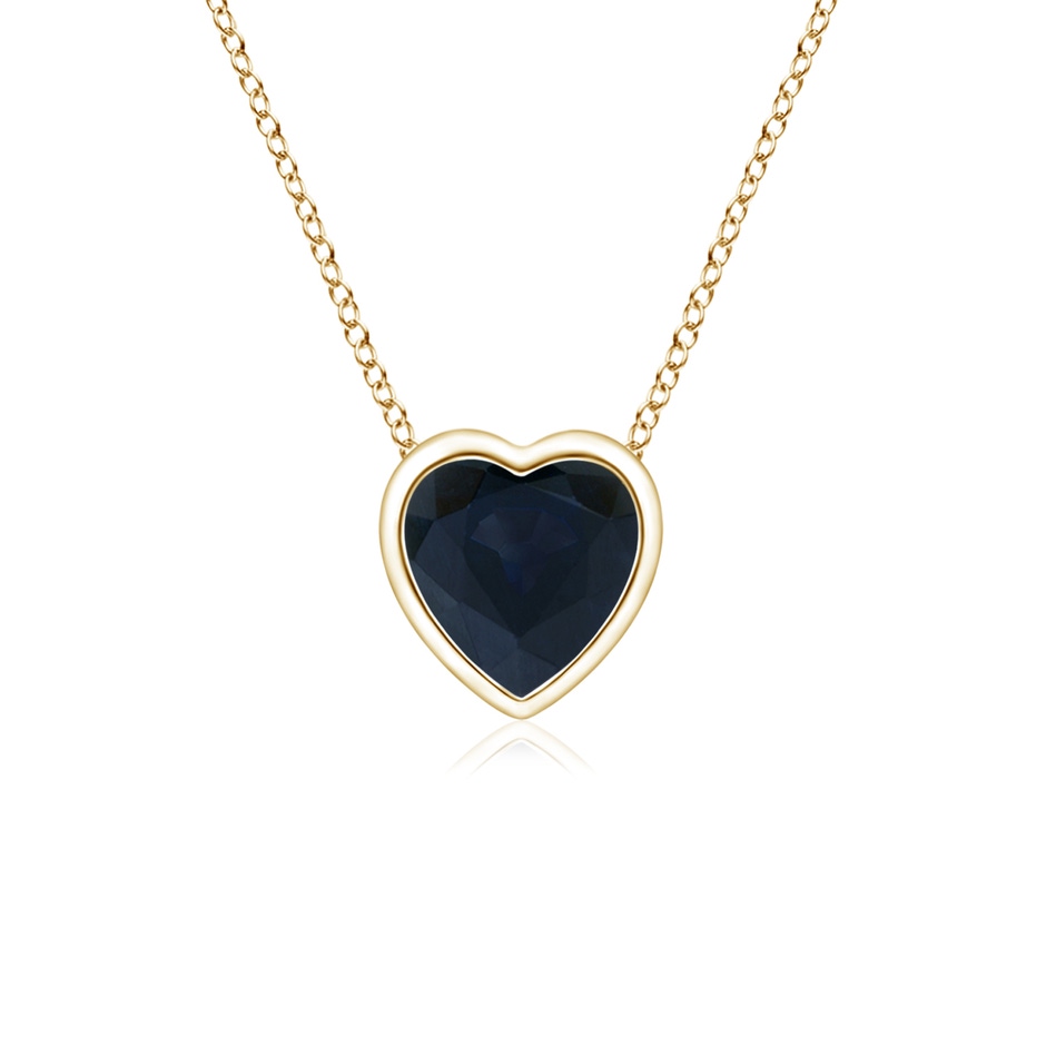 4mm A Bezel-Set Solitaire Heart Blue Sapphire Pendant in Yellow Gold 