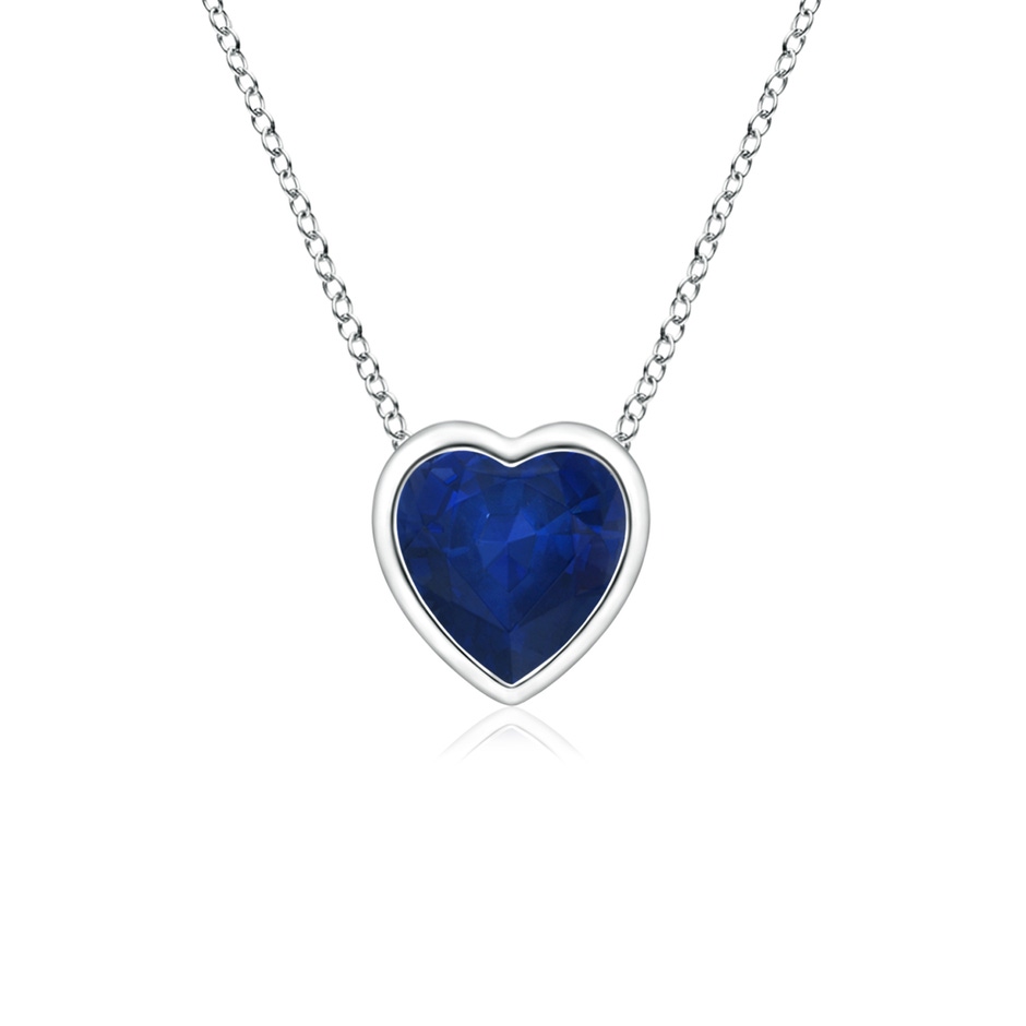 4mm AA Bezel-Set Solitaire Heart Blue Sapphire Pendant in P950 Platinum 