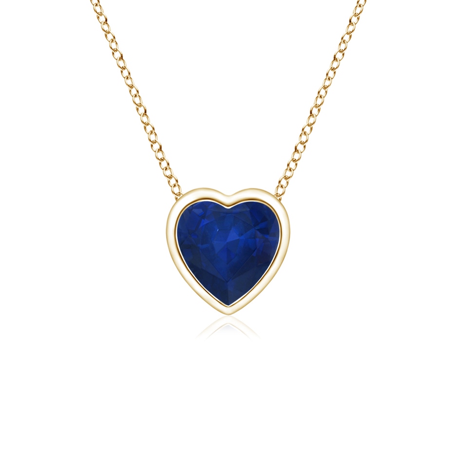 4mm AA Bezel-Set Solitaire Heart Blue Sapphire Pendant in Yellow Gold 