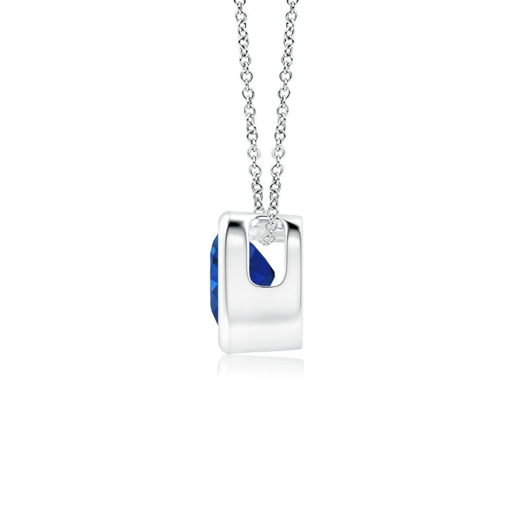 4mm AAA Bezel-Set Solitaire Heart Blue Sapphire Pendant in White Gold - side_1