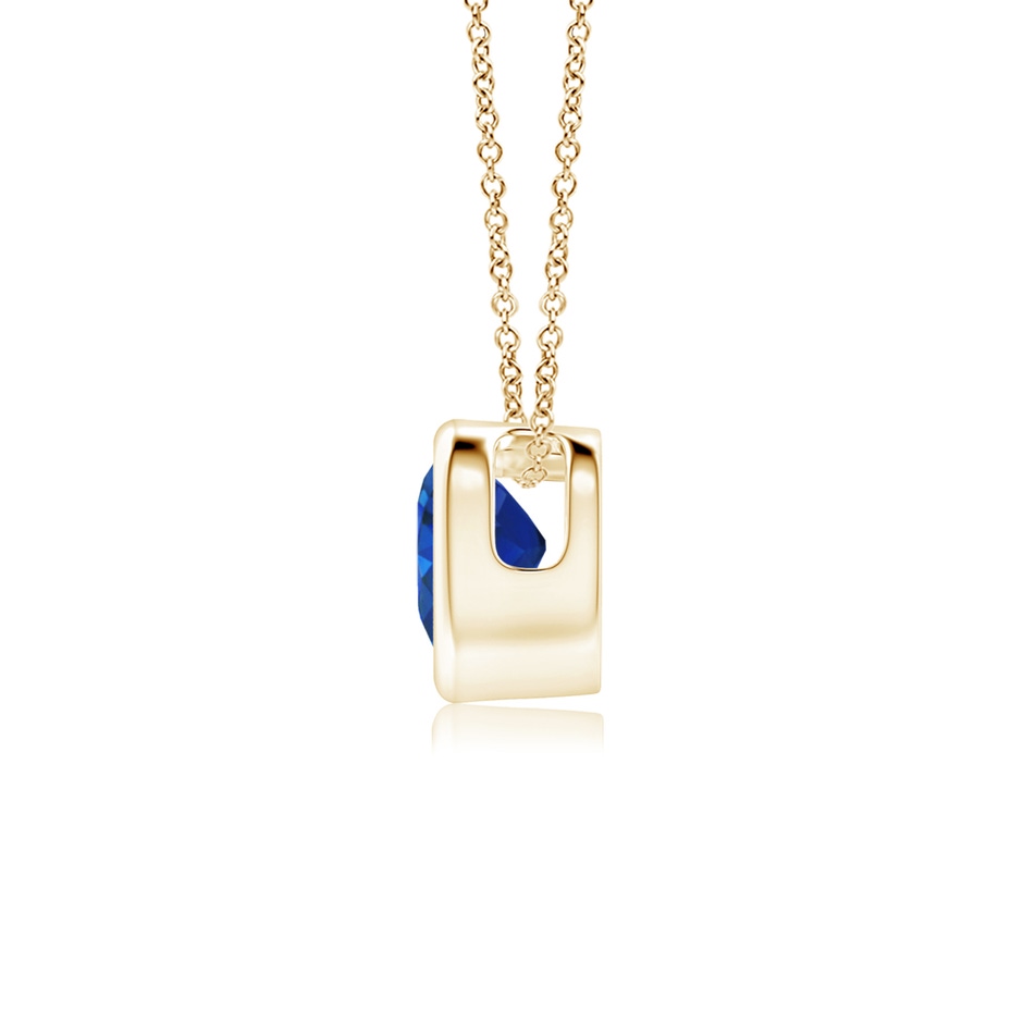 4mm AAA Bezel-Set Solitaire Heart Blue Sapphire Pendant in Yellow Gold side-1