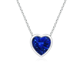 4mm AAAA Bezel-Set Solitaire Heart Blue Sapphire Pendant in P950 Platinum