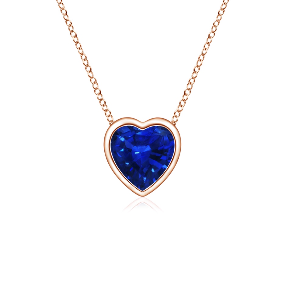 4mm AAAA Bezel-Set Solitaire Heart Blue Sapphire Pendant in Rose Gold 