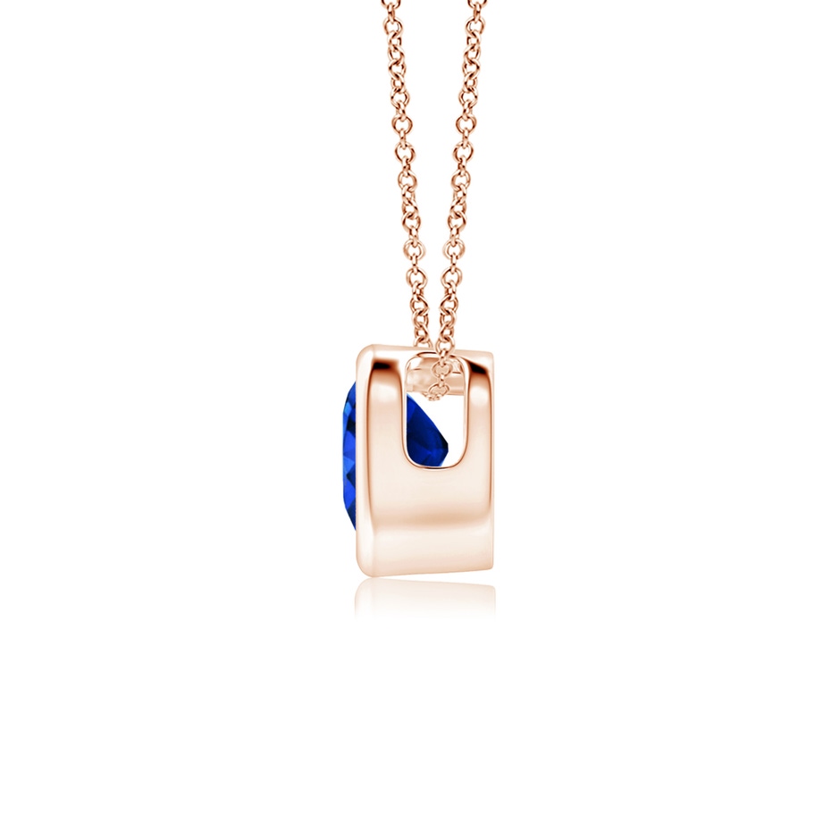 4mm AAAA Bezel-Set Solitaire Heart Blue Sapphire Pendant in Rose Gold side-1