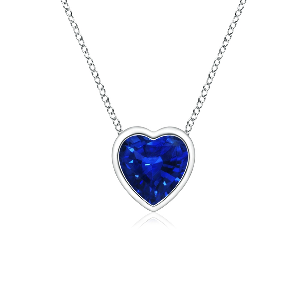 4mm AAAA Bezel-Set Solitaire Heart Blue Sapphire Pendant in White Gold