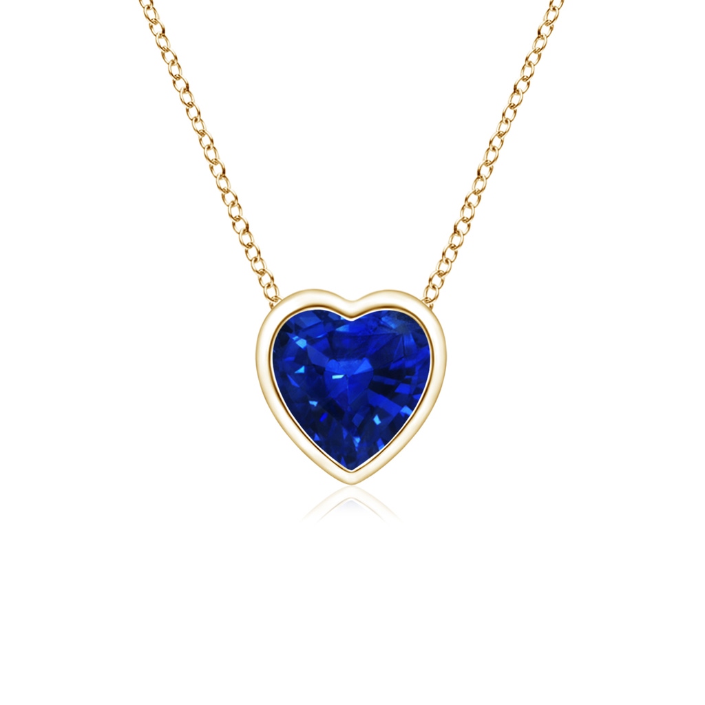 4mm AAAA Bezel-Set Solitaire Heart Blue Sapphire Pendant in Yellow Gold