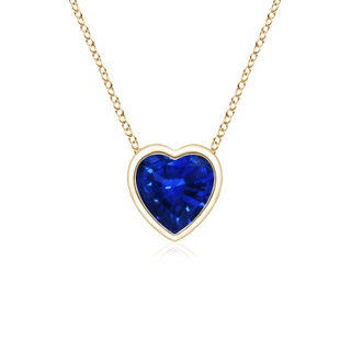 4mm AAAA Bezel-Set Solitaire Heart Blue Sapphire Pendant in Yellow Gold