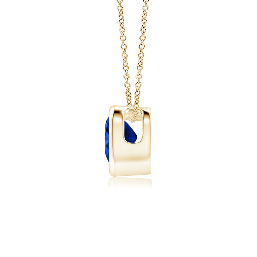 4mm AAAA Bezel-Set Solitaire Heart Blue Sapphire Pendant in Yellow Gold - side_1