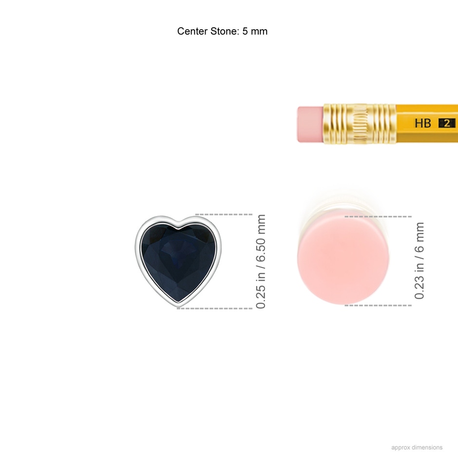 5mm A Bezel-Set Solitaire Heart Blue Sapphire Pendant in P950 Platinum ruler