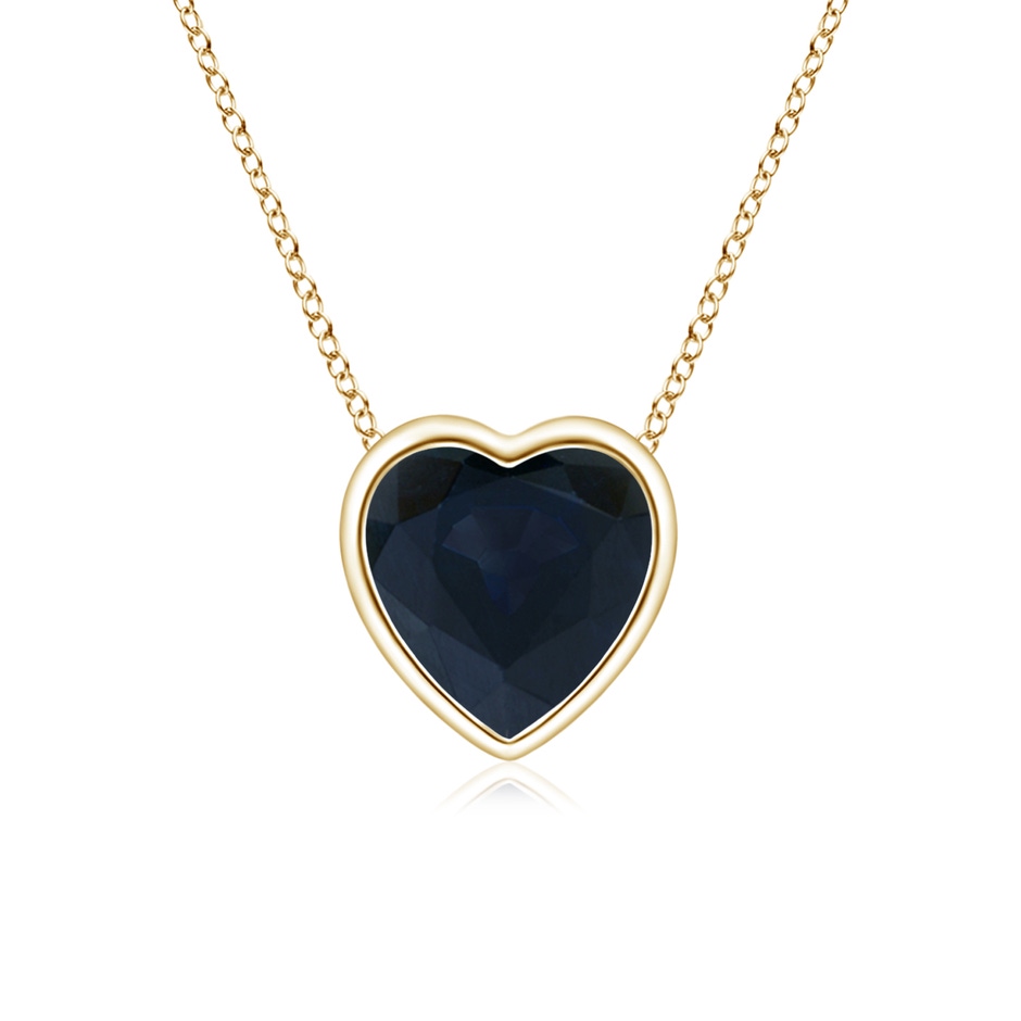5mm A Bezel-Set Solitaire Heart Blue Sapphire Pendant in Yellow Gold 