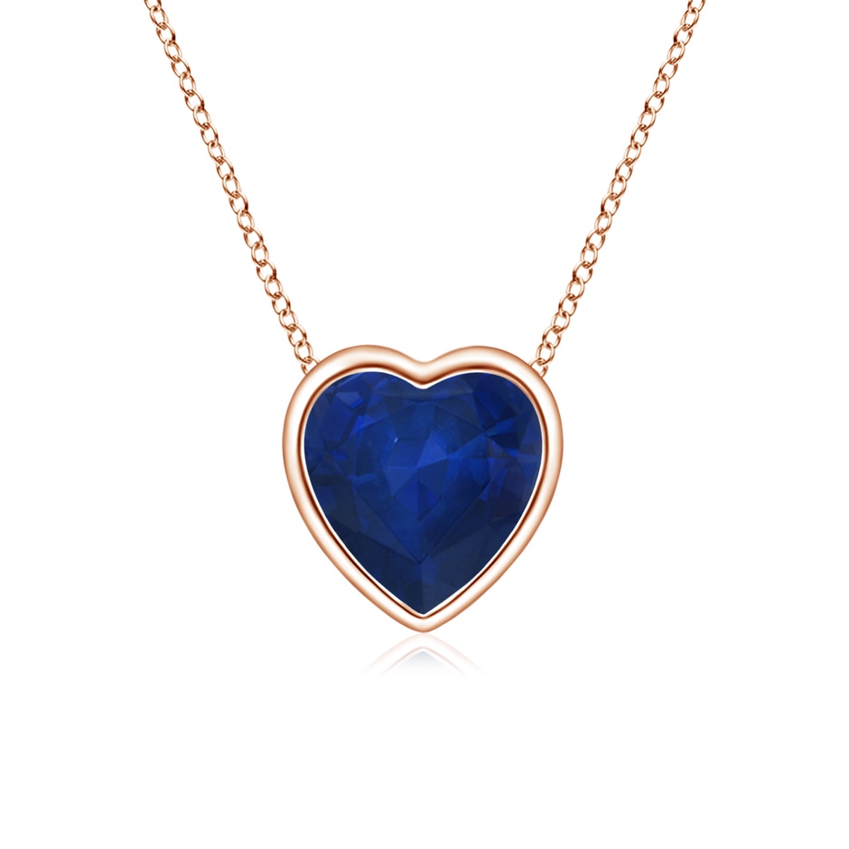 5mm AA Bezel-Set Solitaire Heart Blue Sapphire Pendant in Rose Gold 
