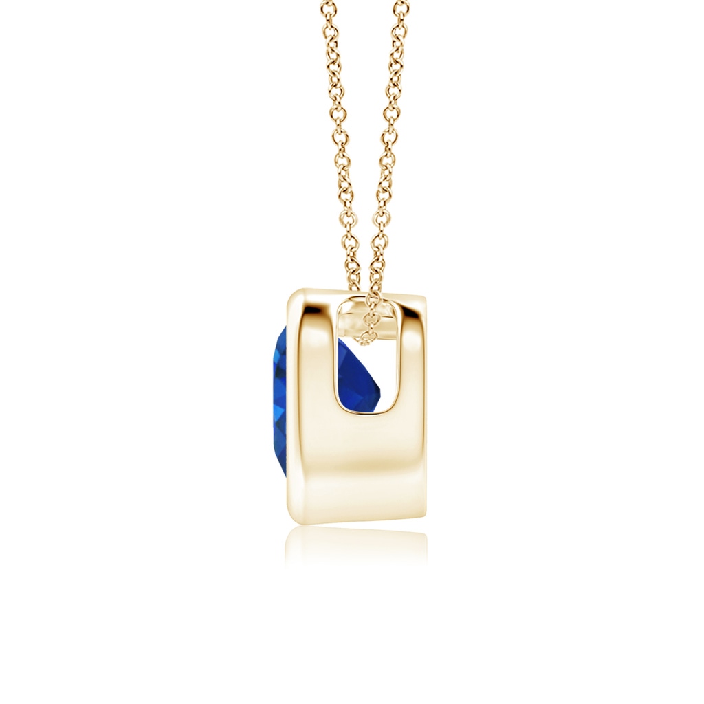 5mm AAA Bezel-Set Solitaire Heart Blue Sapphire Pendant in Yellow Gold Side-1