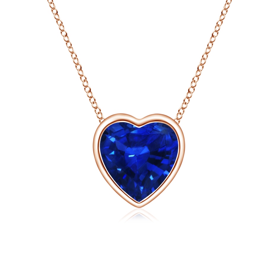 5mm AAAA Bezel-Set Solitaire Heart Blue Sapphire Pendant in Rose Gold 