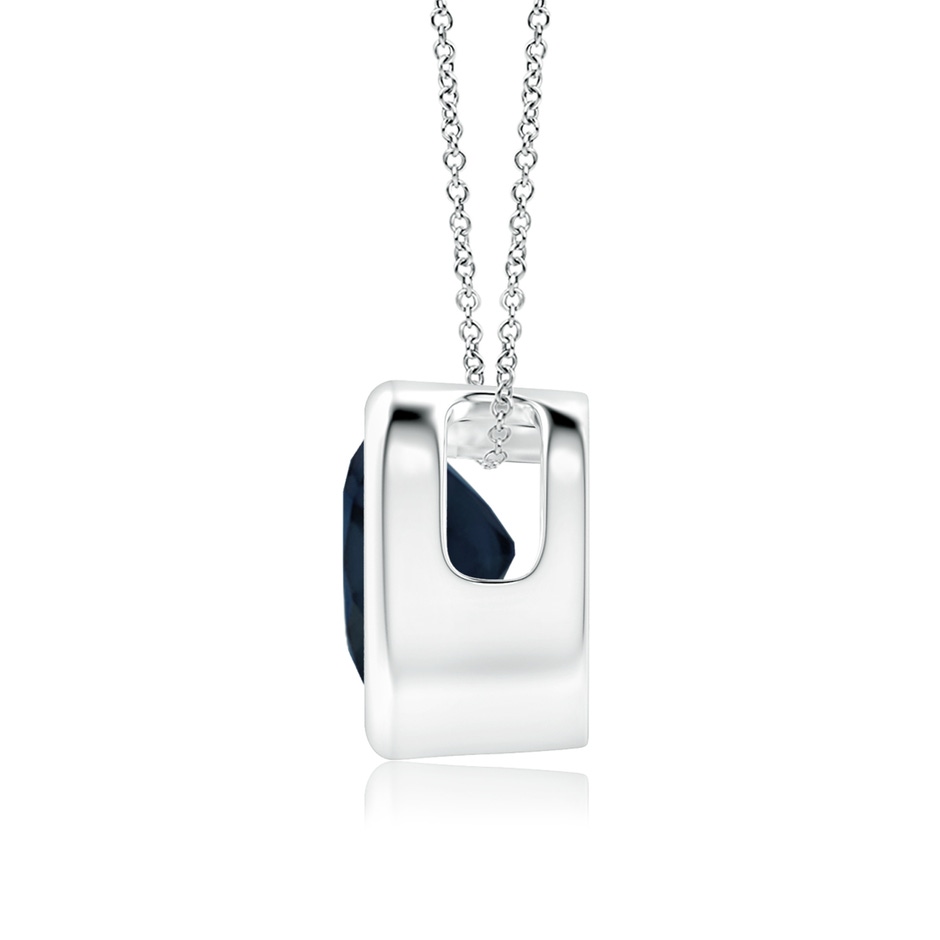 6mm A Bezel-Set Solitaire Heart Blue Sapphire Pendant in P950 Platinum side-1