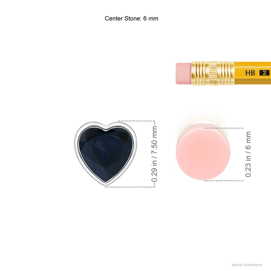 6mm A Bezel-Set Solitaire Heart Blue Sapphire Pendant in P950 Platinum ruler