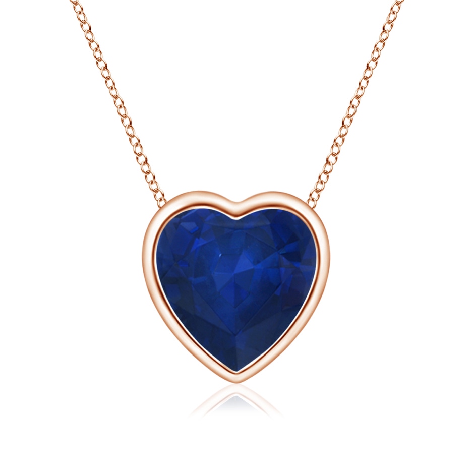 6mm AA Bezel-Set Solitaire Heart Blue Sapphire Pendant in Rose Gold 