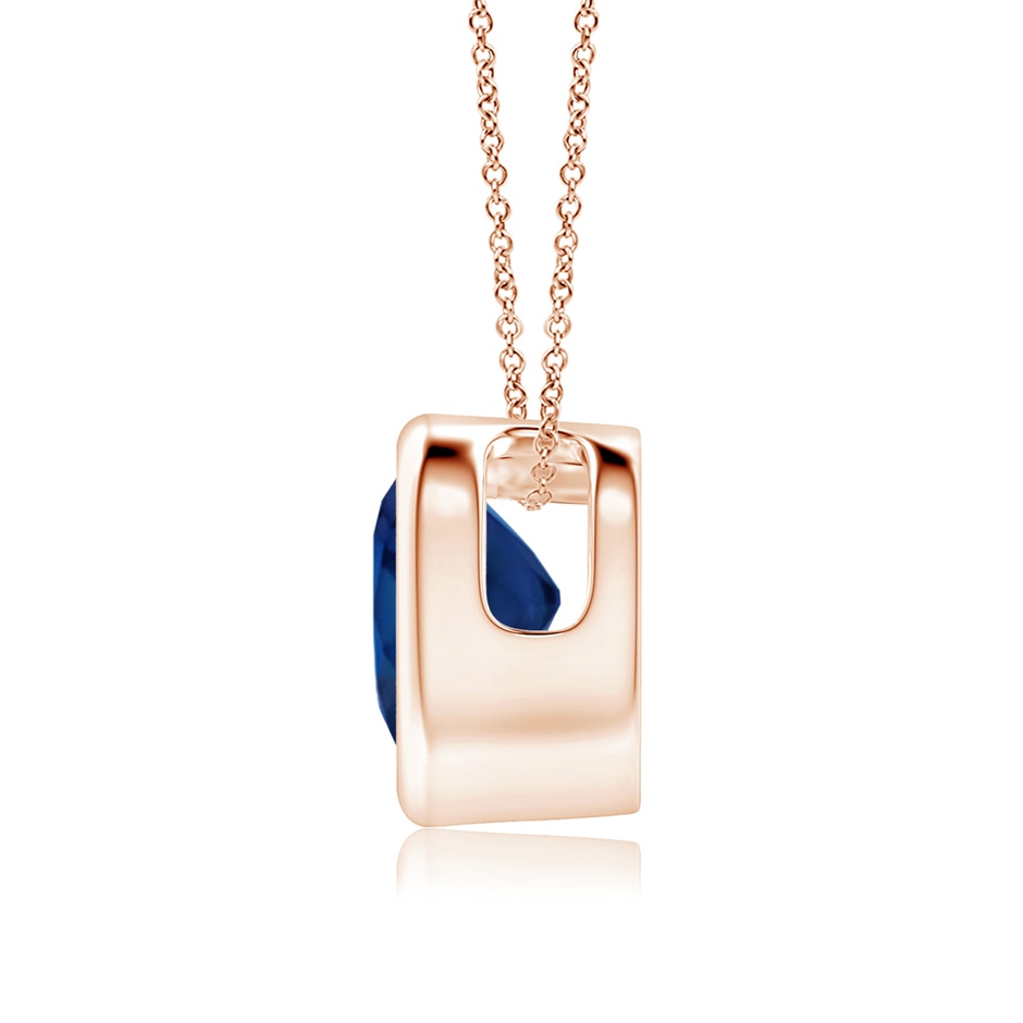 6mm AA Bezel-Set Solitaire Heart Blue Sapphire Pendant in Rose Gold side-1