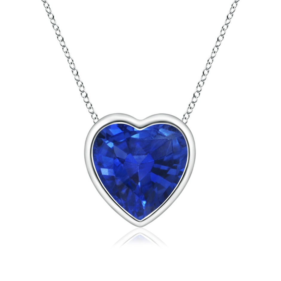 6mm AAA Bezel-Set Solitaire Heart Blue Sapphire Pendant in P950 Platinum 