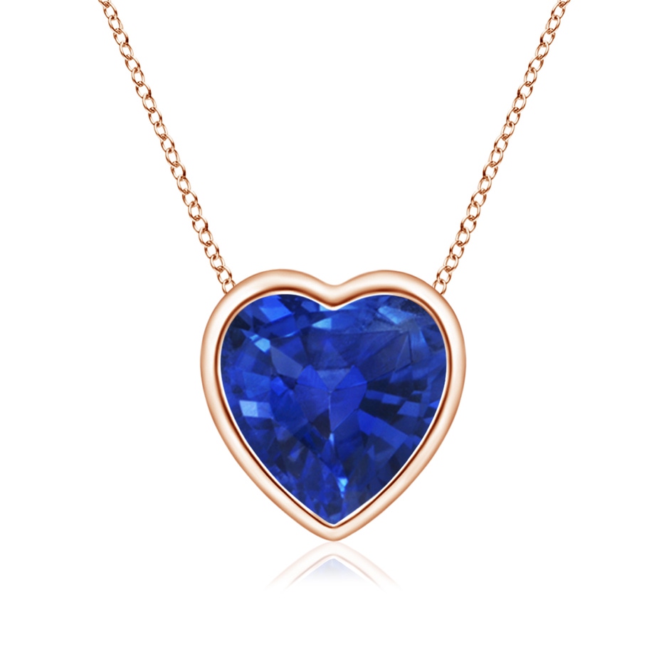 6mm AAA Bezel-Set Solitaire Heart Blue Sapphire Pendant in Rose Gold 