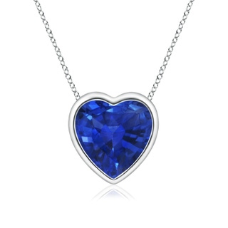 6mm AAA Bezel-Set Solitaire Heart Blue Sapphire Pendant in White Gold