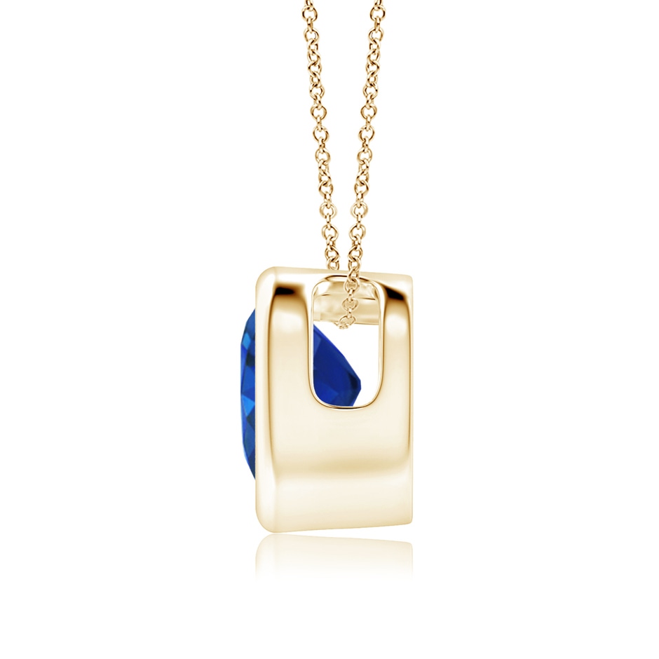 6mm AAA Bezel-Set Solitaire Heart Blue Sapphire Pendant in Yellow Gold side-1