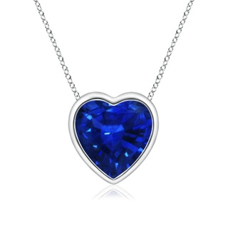 6mm AAAA Bezel-Set Solitaire Heart Blue Sapphire Pendant in P950 Platinum