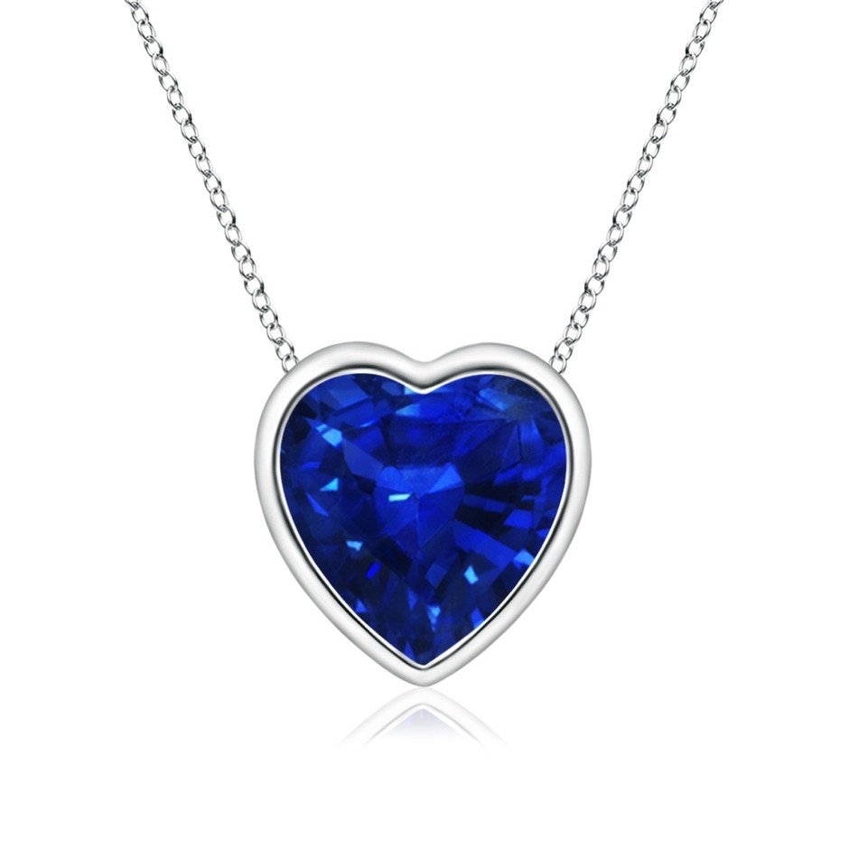 6mm AAAA Bezel-Set Solitaire Heart Blue Sapphire Pendant in P950 Platinum 