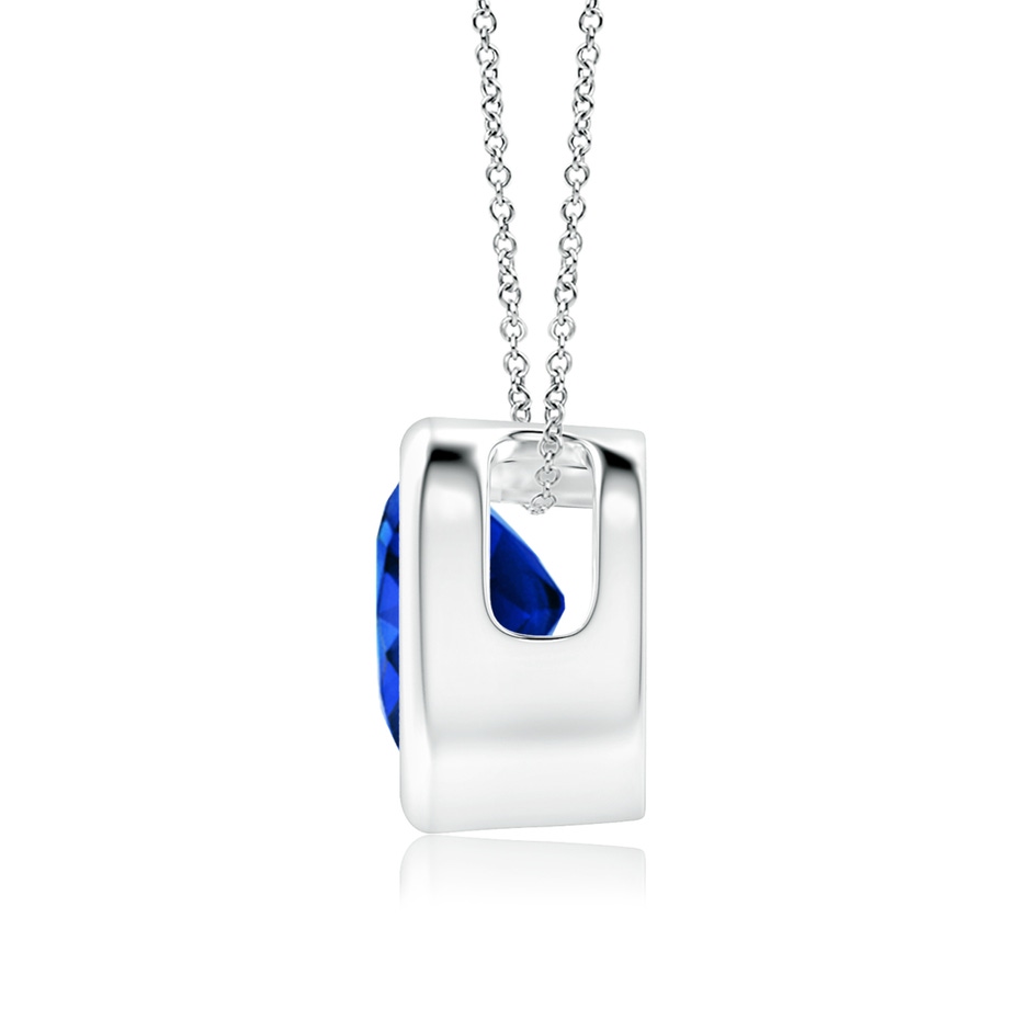 6mm AAAA Bezel-Set Solitaire Heart Blue Sapphire Pendant in P950 Platinum side-1