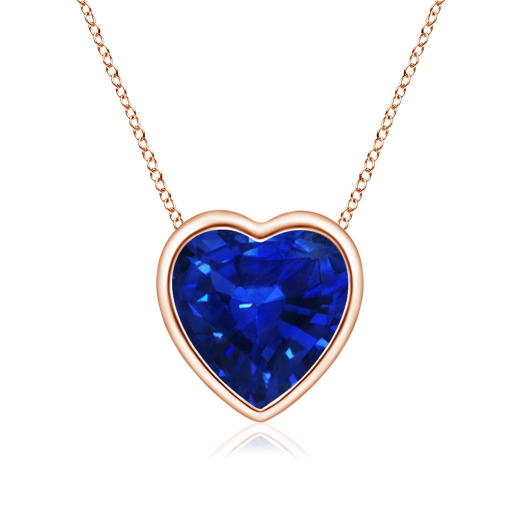 6mm AAAA Bezel-Set Solitaire Heart Blue Sapphire Pendant in Rose Gold 