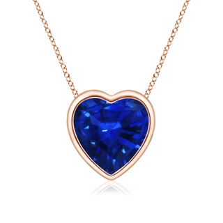 6mm AAAA Bezel-Set Solitaire Heart Blue Sapphire Pendant in Rose Gold
