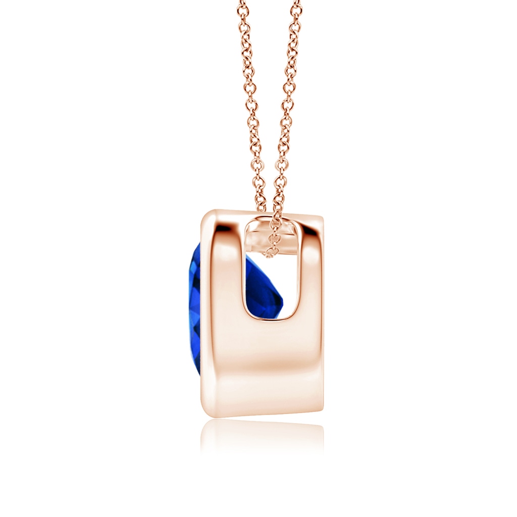 6mm AAAA Bezel-Set Solitaire Heart Blue Sapphire Pendant in Rose Gold Side-1