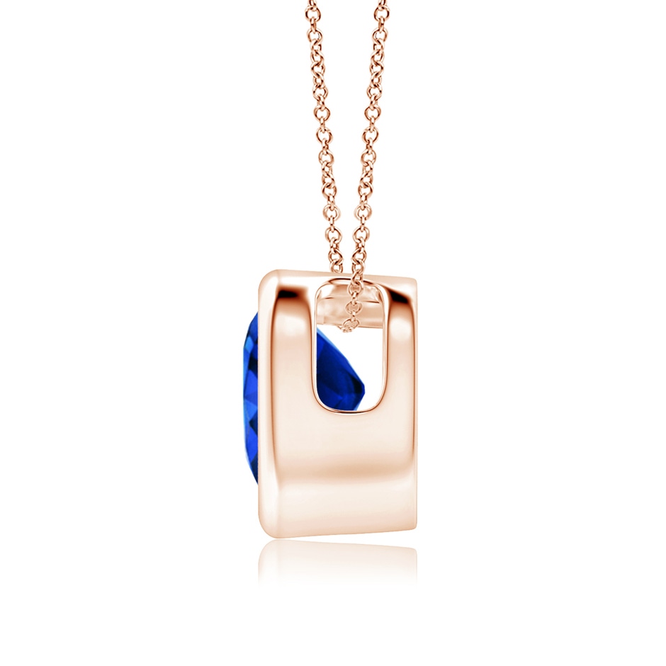 6mm AAAA Bezel-Set Solitaire Heart Blue Sapphire Pendant in Rose Gold side-1
