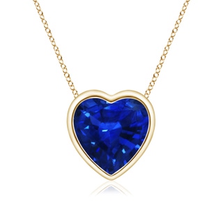 6mm AAAA Bezel-Set Solitaire Heart Blue Sapphire Pendant in Yellow Gold