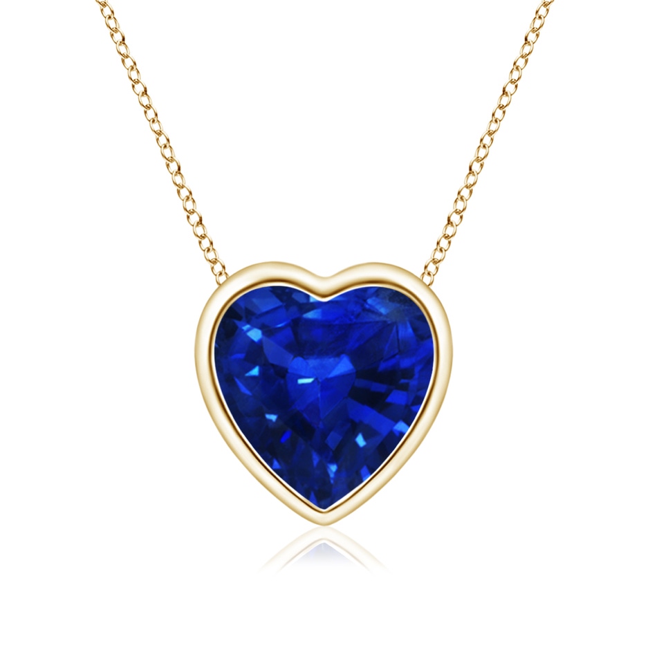6mm AAAA Bezel-Set Solitaire Heart Blue Sapphire Pendant in Yellow Gold 
