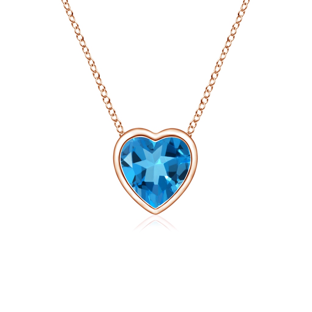 4mm AAAA Bezel-Set Solitaire Heart Swiss Blue Topaz Pendant in Rose Gold