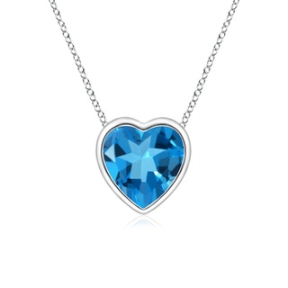 5mm AAAA Bezel-Set Solitaire Heart Swiss Blue Topaz Pendant in P950 Platinum