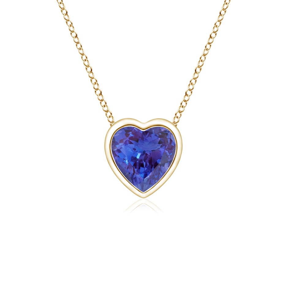 4mm AAAA Bezel-Set Solitaire Heart Tanzanite Pendant in 9K Yellow Gold 