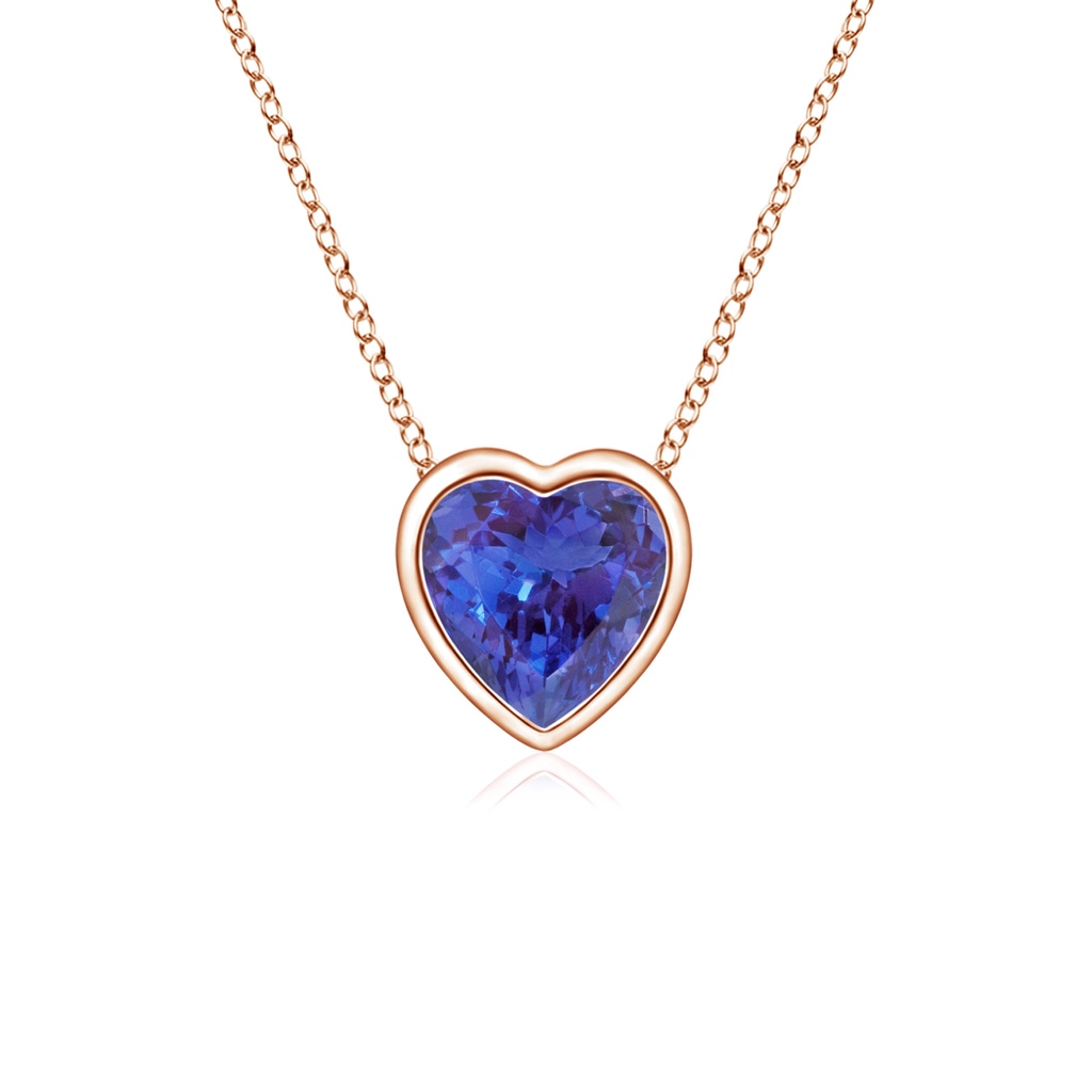 4mm AAAA Bezel-Set Solitaire Heart Tanzanite Pendant in Rose Gold