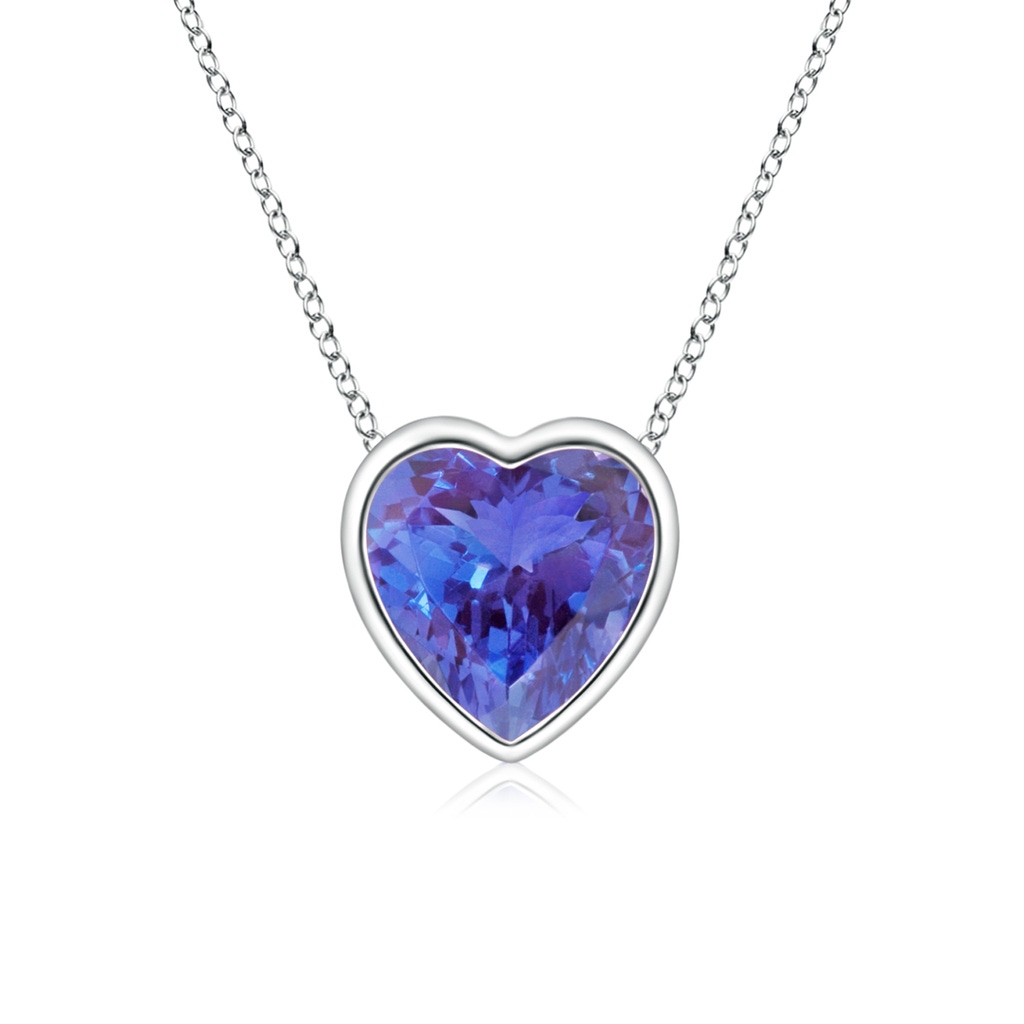 5mm AAA Bezel-Set Solitaire Heart Tanzanite Pendant in White Gold