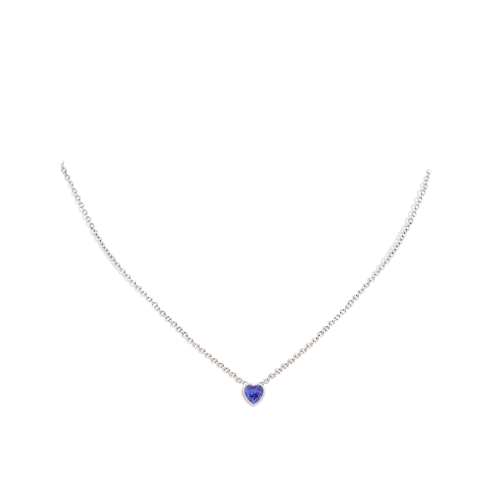 5mm AAA Bezel-Set Solitaire Heart Tanzanite Pendant in White Gold Body-Neck