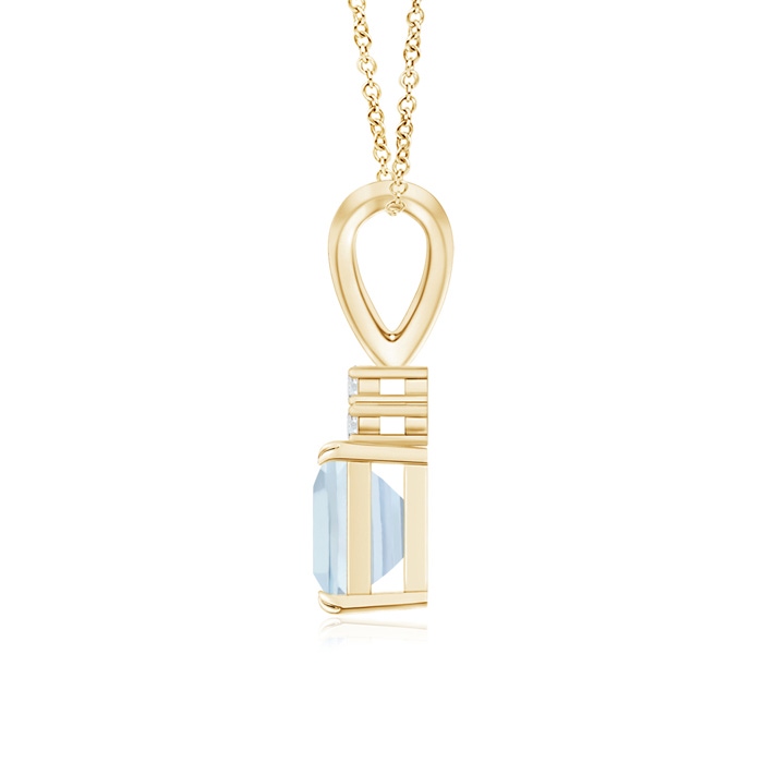 5mm A V-Bale Square Aquamarine Solitaire Pendant with Diamond in Yellow Gold product image