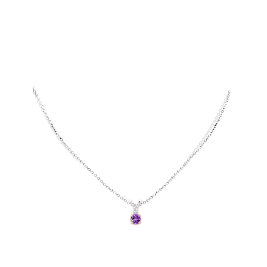 5mm AA Round Amethyst Solitaire V-Bale Pendant with Diamond in S999 Silver pen