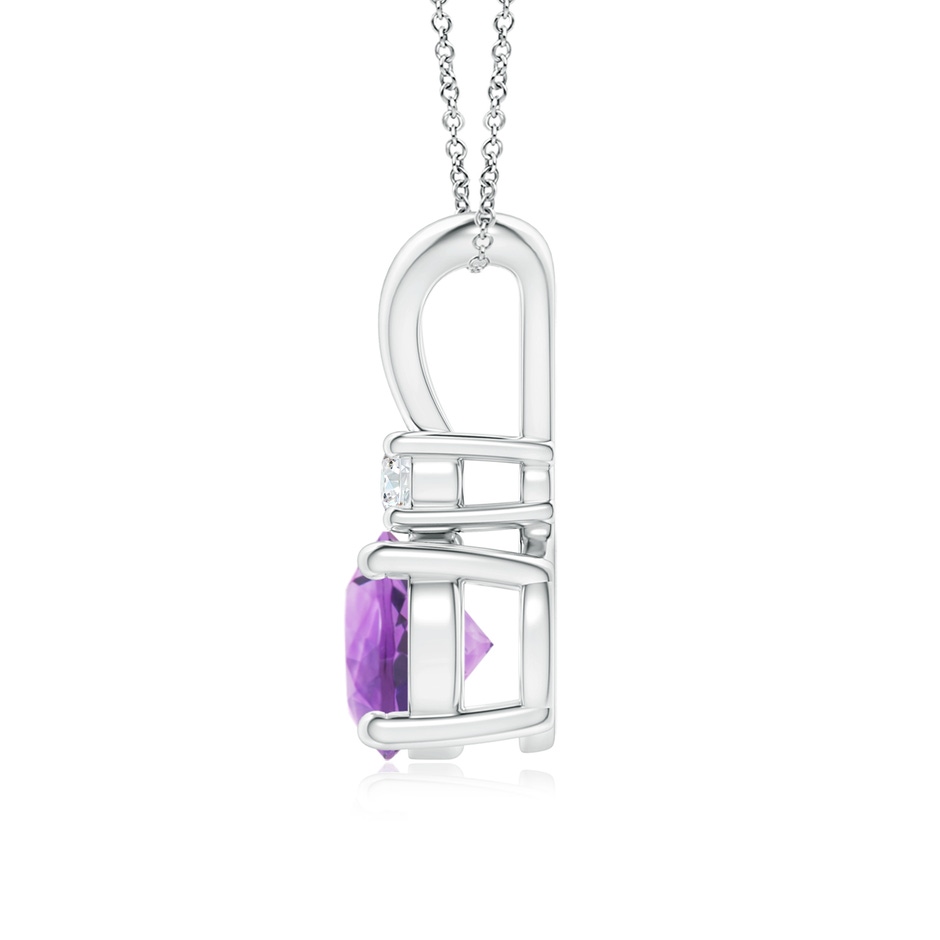 7mm A Round Amethyst Solitaire V-Bale Pendant with Diamond in P950 Platinum side 199