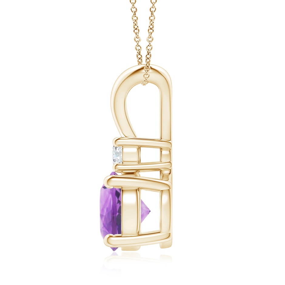 8mm A Round Amethyst Solitaire V-Bale Pendant with Diamond in Yellow Gold side 199