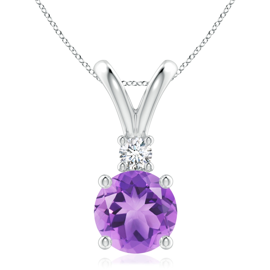 9mm A Round Amethyst Solitaire V-Bale Pendant with Diamond in P950 Platinum 