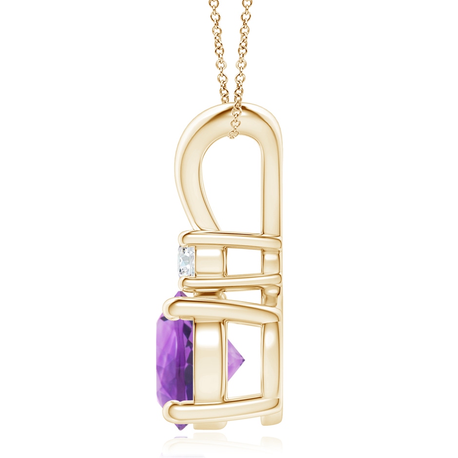 9mm AA Round Amethyst Solitaire V-Bale Pendant with Diamond in Yellow Gold side 199