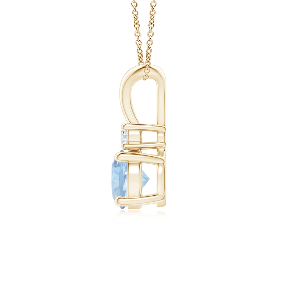 6mm AA Round Aquamarine Solitaire V-Bale Pendant with Diamond in Yellow Gold side 199
