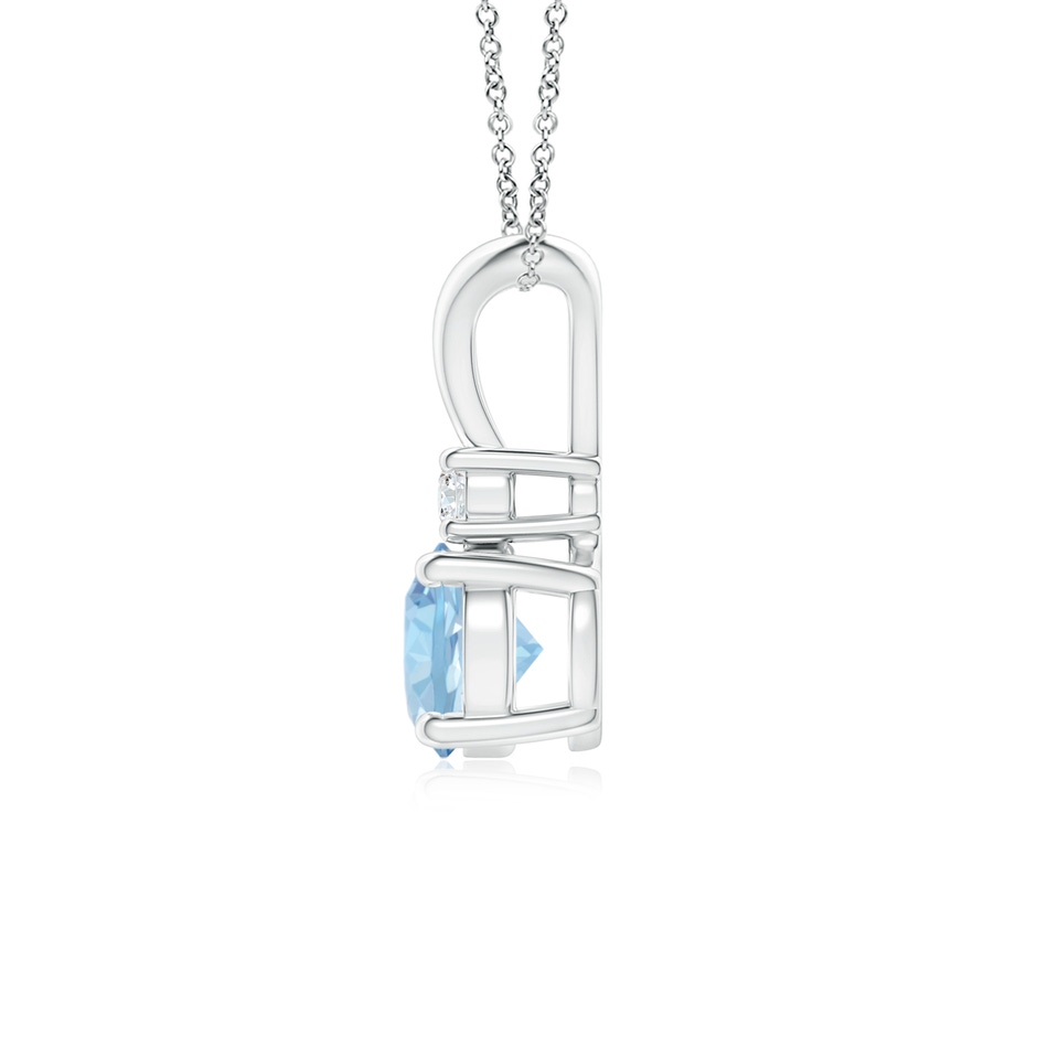 6mm AAA Round Aquamarine Solitaire V-Bale Pendant with Diamond in 10K White Gold side 199